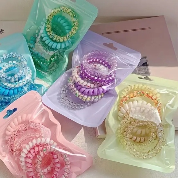 NIP silicone spiral hair ties - yellow set - Picture 1 of 3